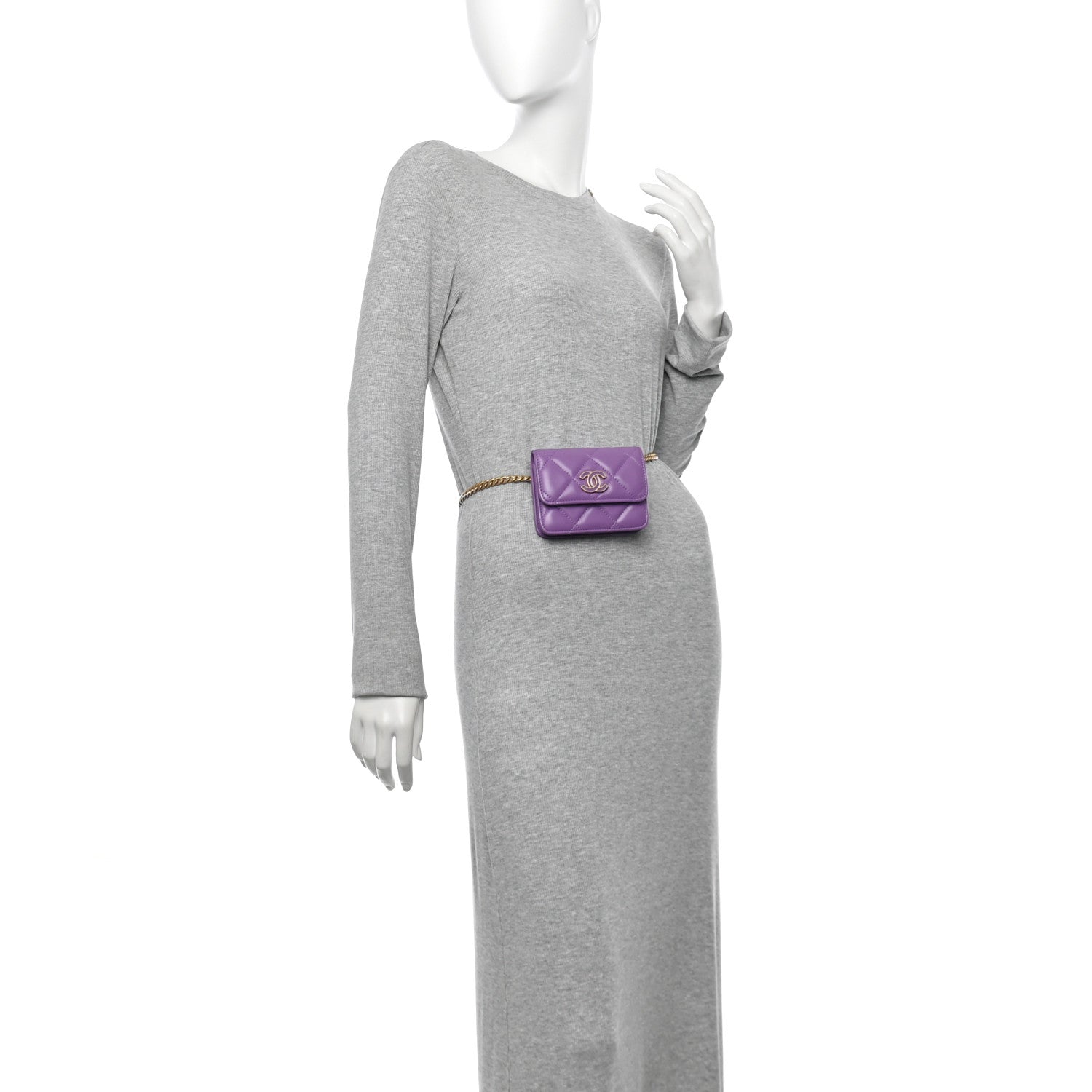 Chanel Lambskin Enamel Quilted Pending CC Flap Belt Bag Purple 2 of 11