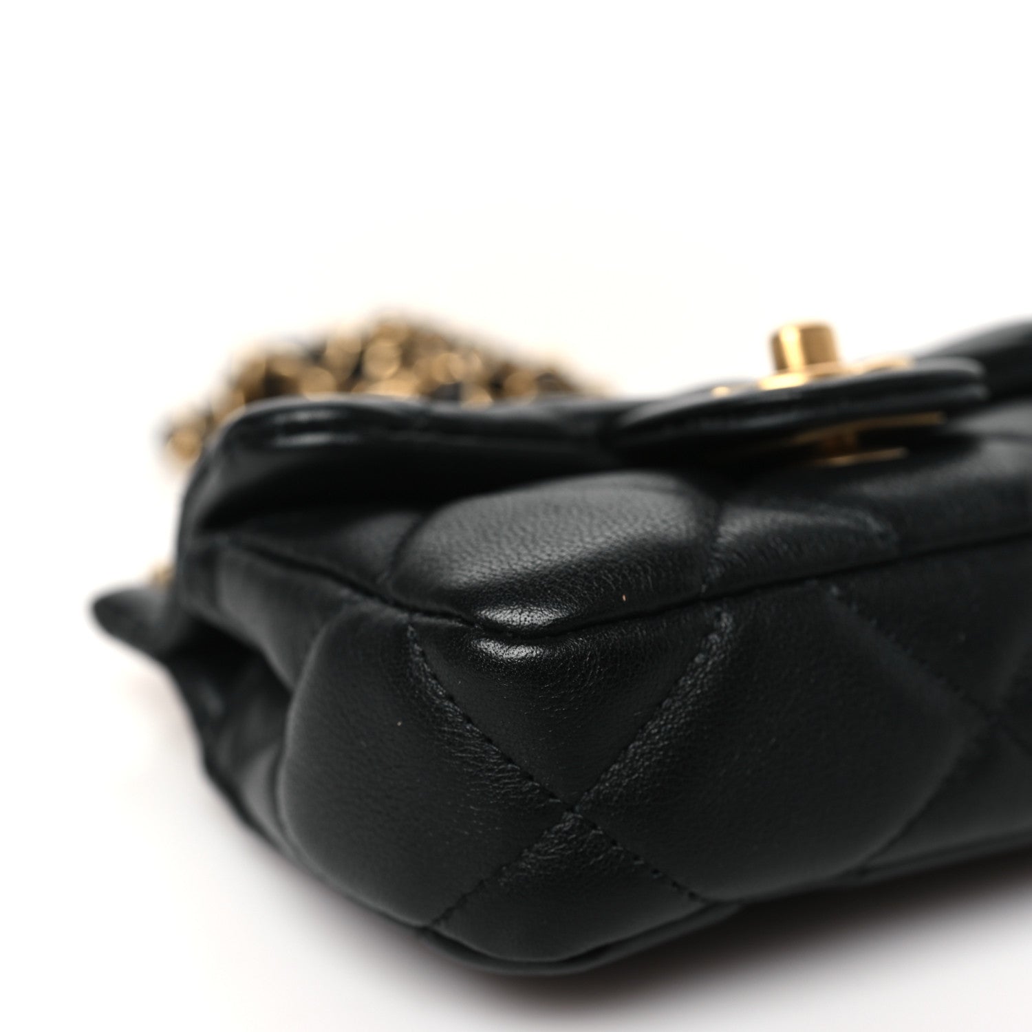 Chanel Calfskin Quilted Lady Handle Clutch With Chain Black 9 of 10