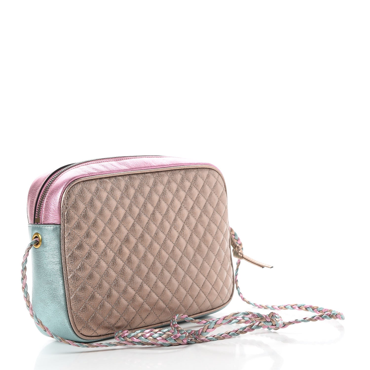 Gucci Laminated Nappa Trapuntata Small Zumi Shoulder Bag Rosa Lago Rame 3 of 10
