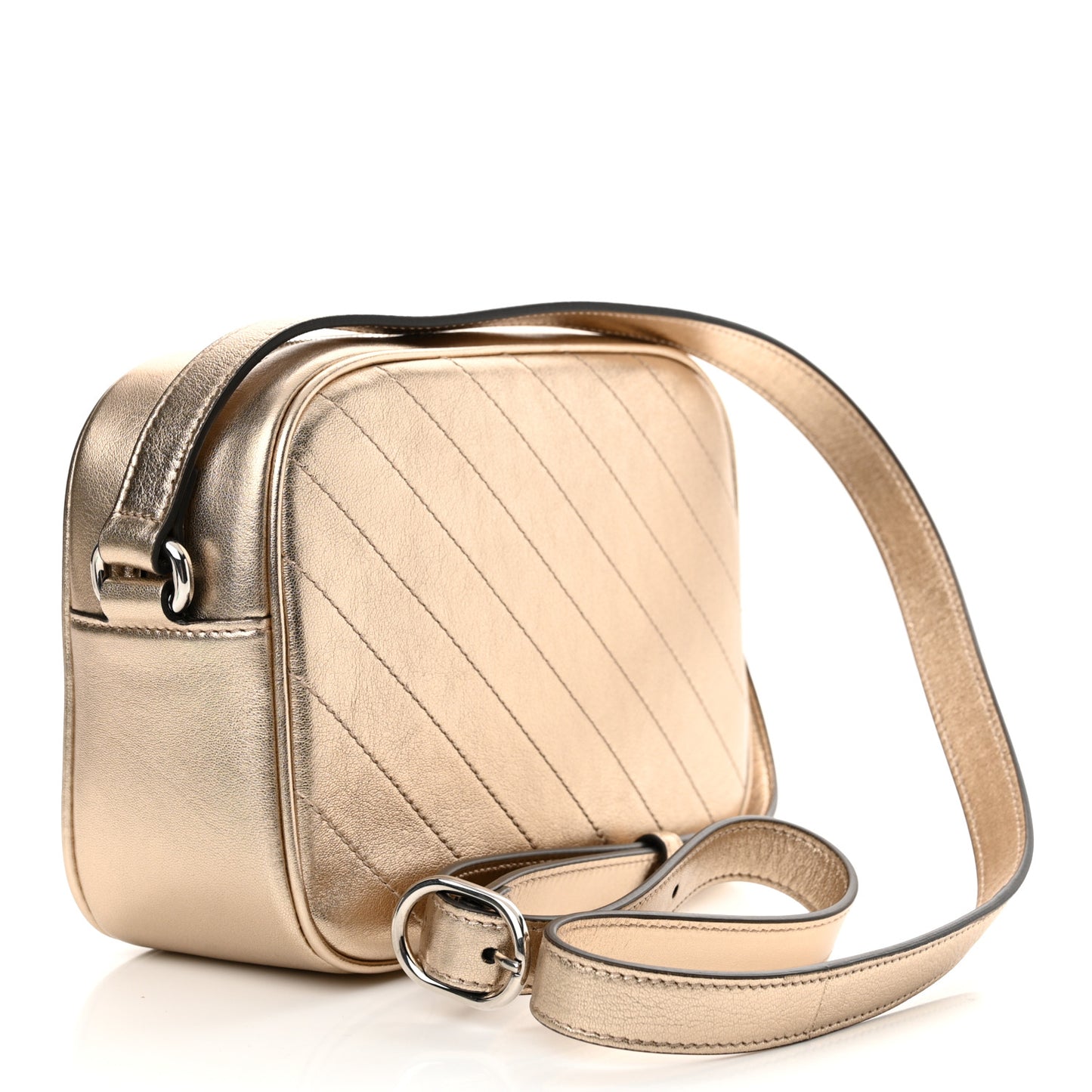 Metallic Sakai Be Green Calfskin Diagonal Stitched Small Blondie Shoulder Bag Gold