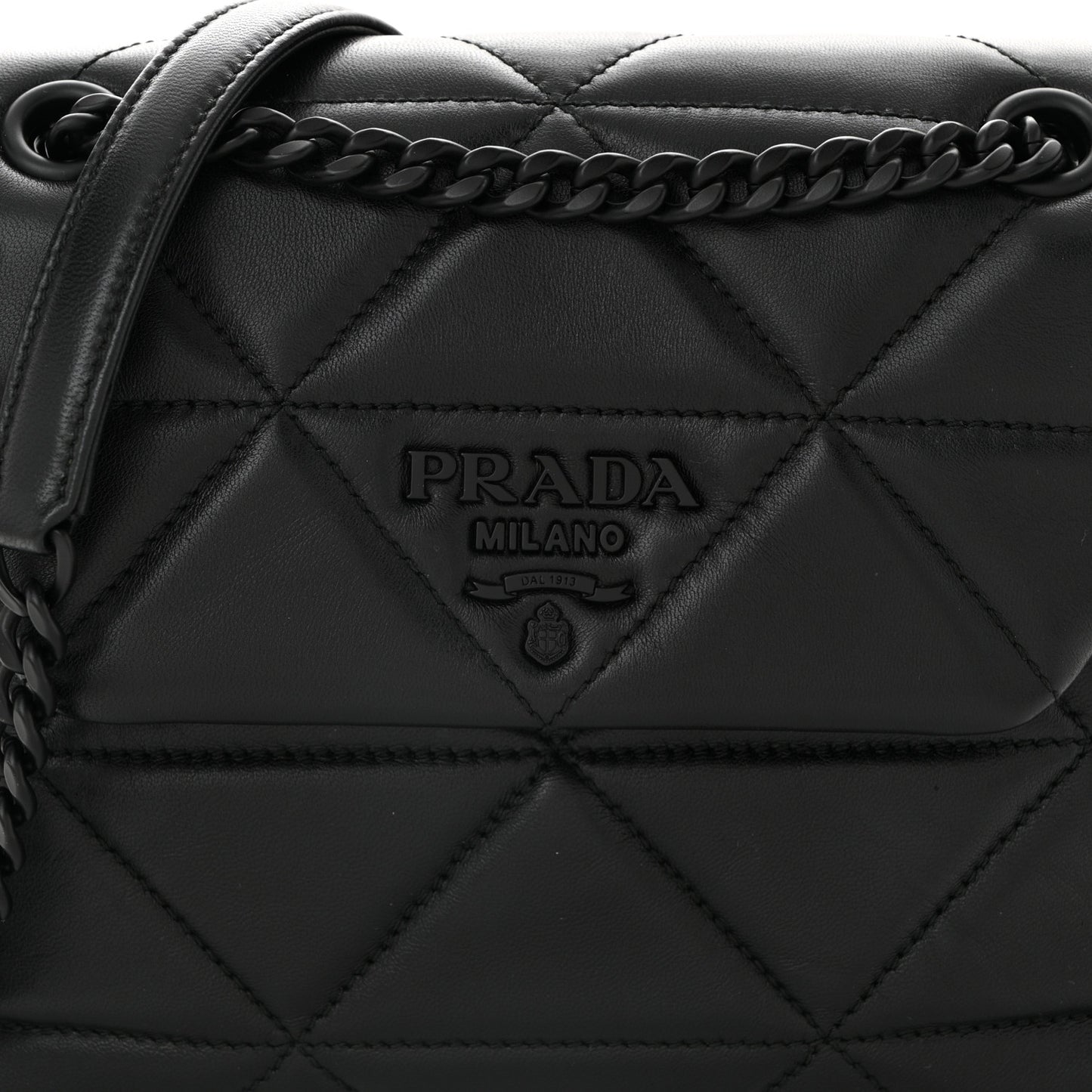 Nappa Triangle Stitched Small Spectrum Bag Black