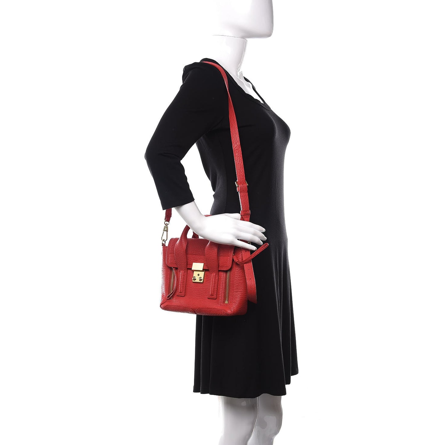 3.1 Textured Calfskin Mini Pashli Satchel Red