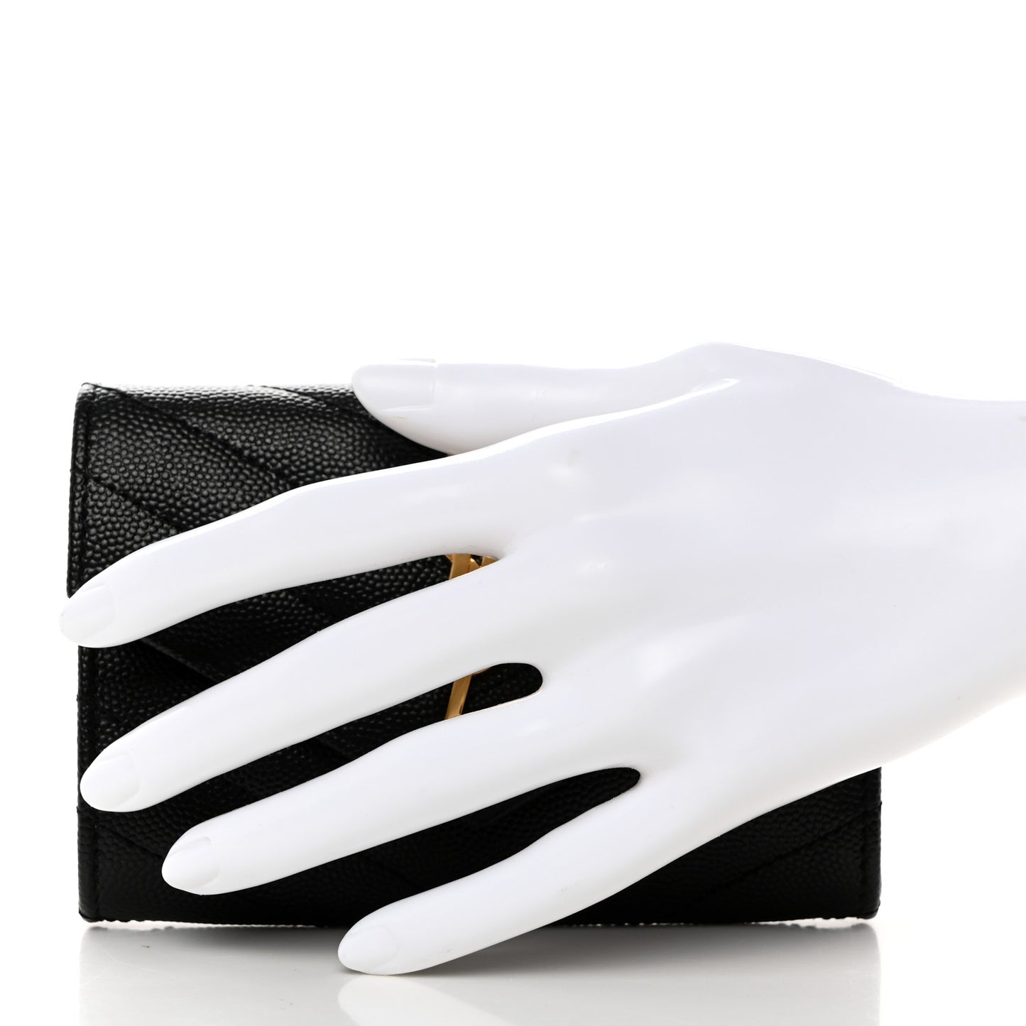 Grain De Poudre Matelasse Chevron Small Monogram Envelope Wallet Black