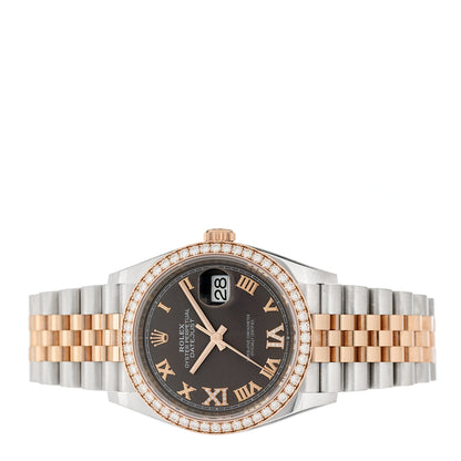 Rolex Stainless Steel 18K Everose Gold Diamond 36mm Oyster Perpetual Datejust Watch Rhodium Roman 126281RBR 2 of 4