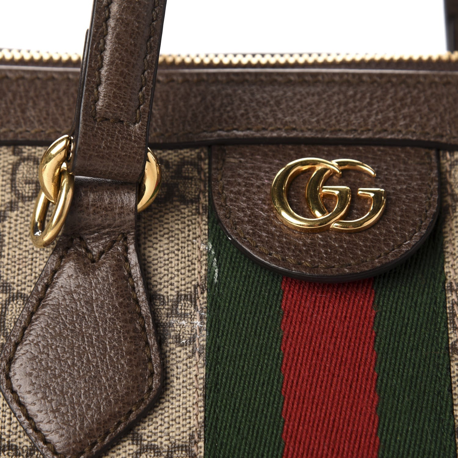 Gucci GG Supreme Monogram Web Medium Ophidia Tote Bag Brown 14 of 17