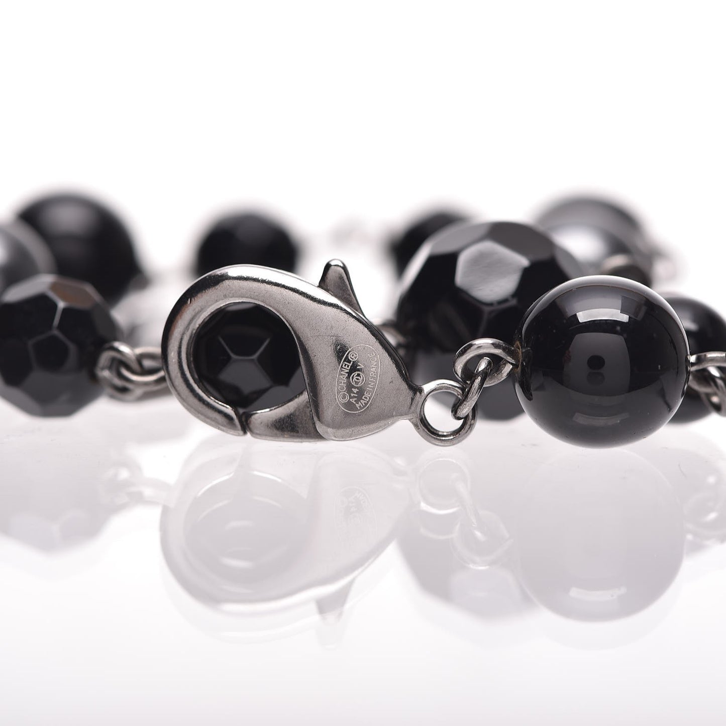 Ruthenium Bead CC Bracelet Black