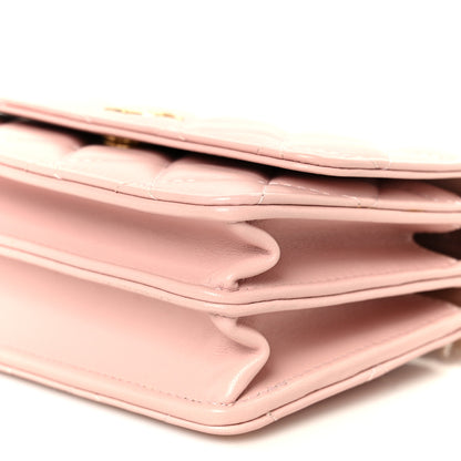 Chanel Lambskin Quilted CC Pearl Enamel Clutch on Chain WOC Light Pink 11 of 11