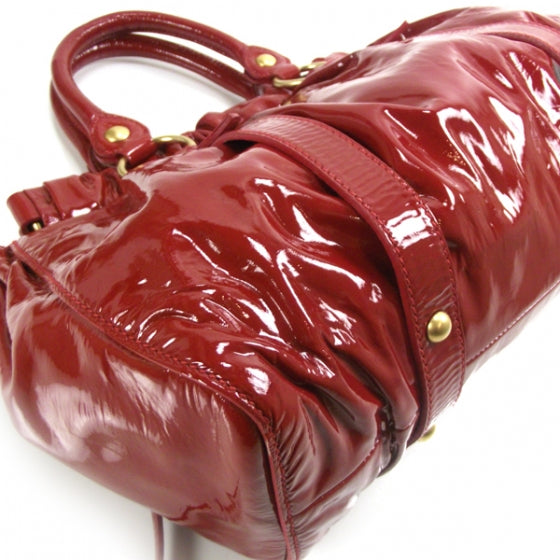 Miu Miu Vernice Patent Gathered Tote Rosso 5 of 12