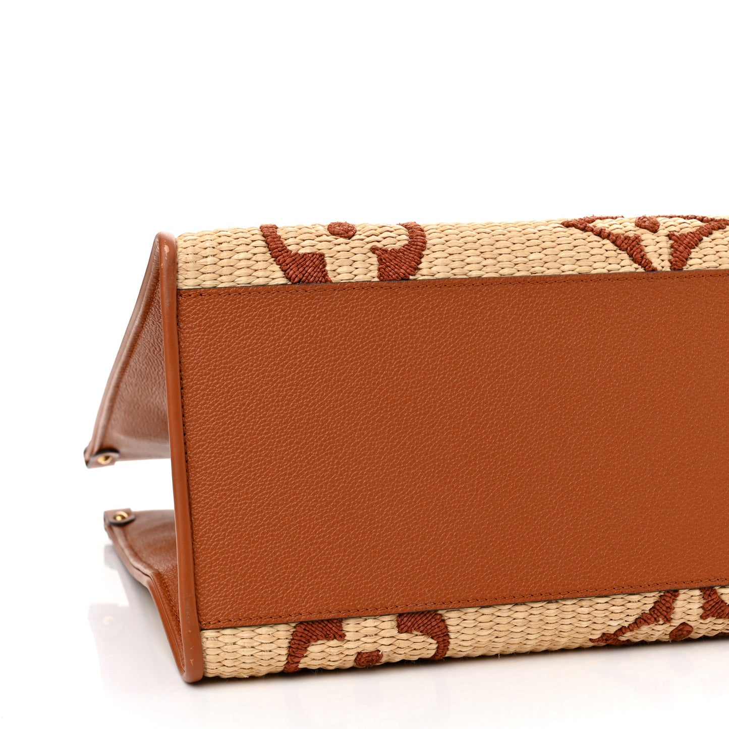 Raffia Calfskin Monogram Giant Onthego GM Tan