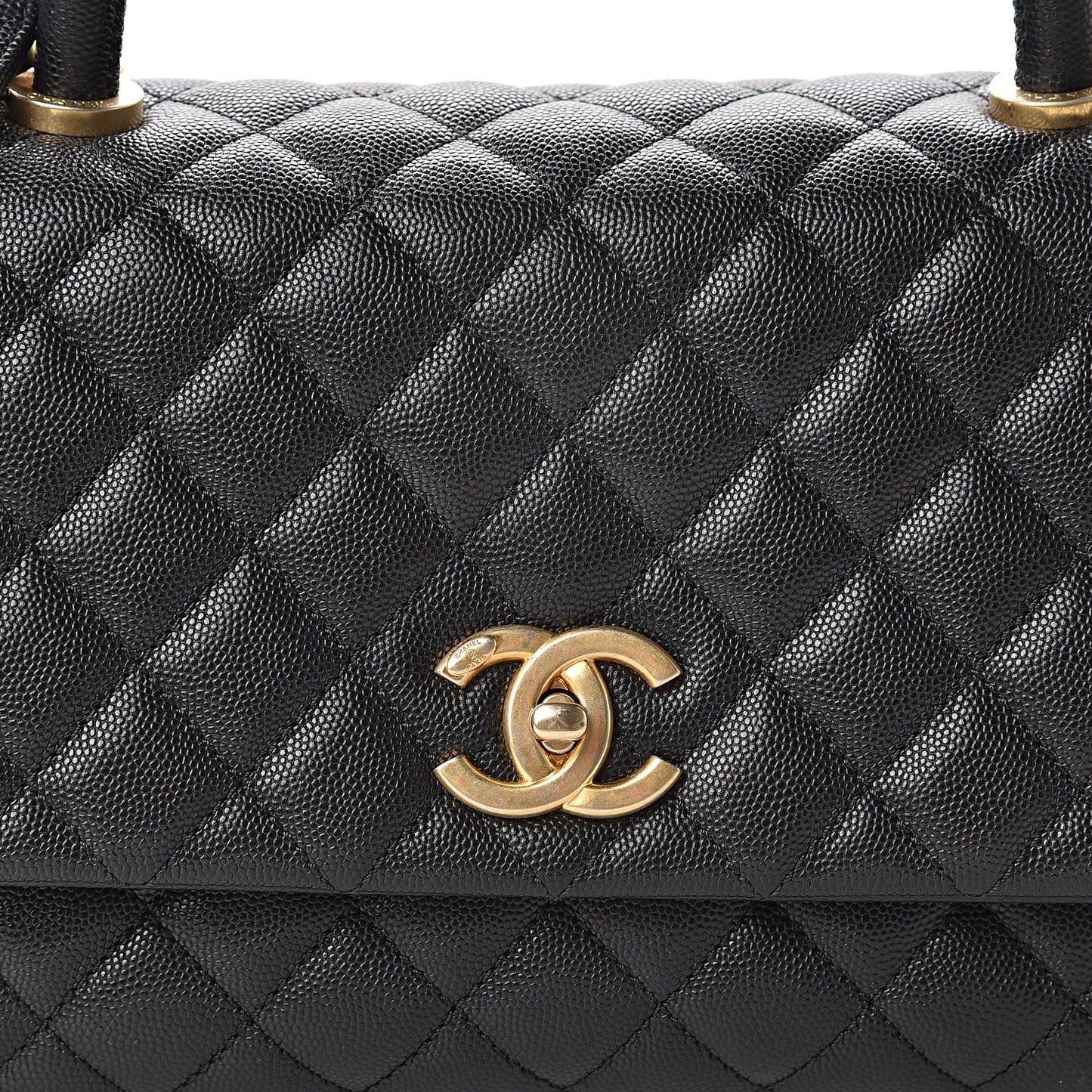 Caviar Quilted Small Coco Handle Flap Black