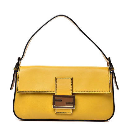 Fendi Vitello Flamingo Enamel Interchangeable Strap Baguette Chantilly Marrone Tobacco 1 of 11