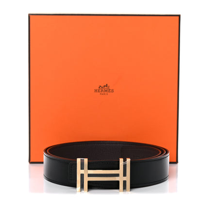 Hermes Box Togo 32mm Au Carre H Belt 100 Black Chocolate 5 of 5