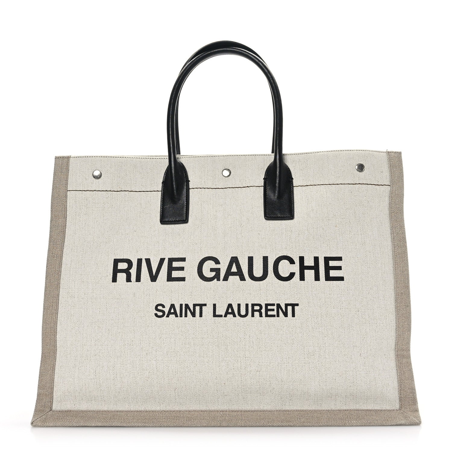 Saint Laurent Linen Calfskin Rive Gauche Tote Optic White 1 of 8