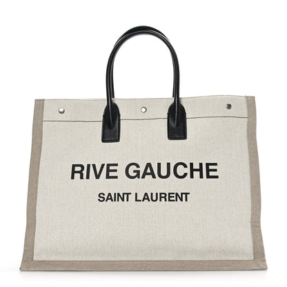Saint Laurent Linen Calfskin Rive Gauche Tote Optic White 1 of 8