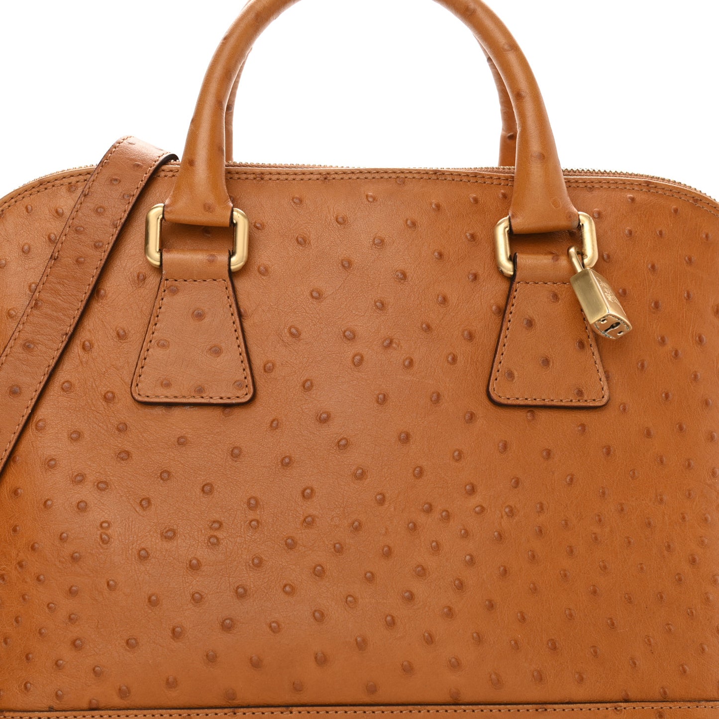 Ostrich Top Handle Tote Brown