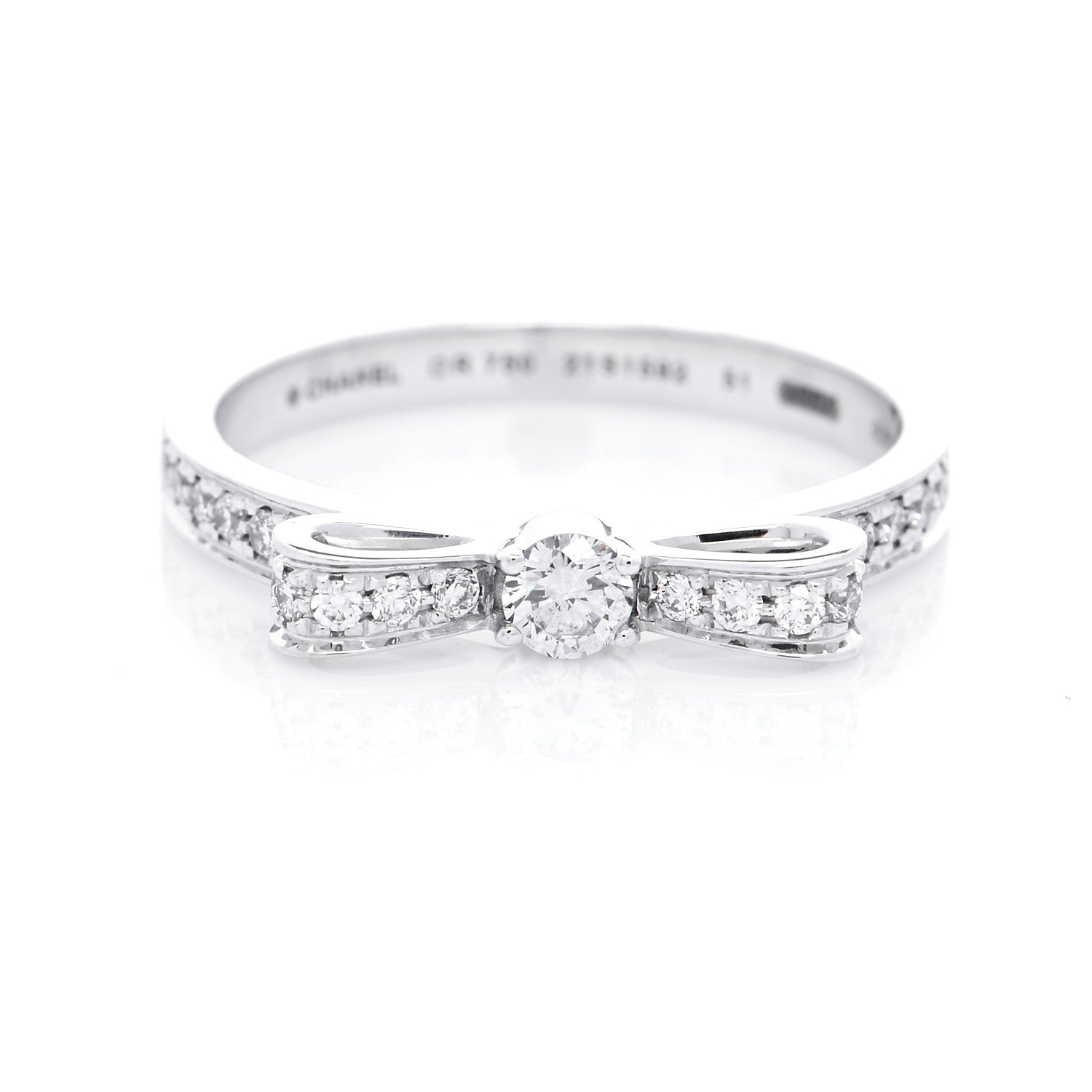 Chanel 18K White Gold Diamond Ruban Ring 51 5.75 5 of 6