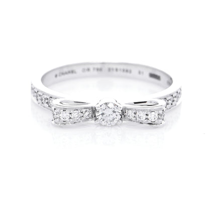 Chanel 18K White Gold Diamond Ruban Ring 51 5.75 5 of 6