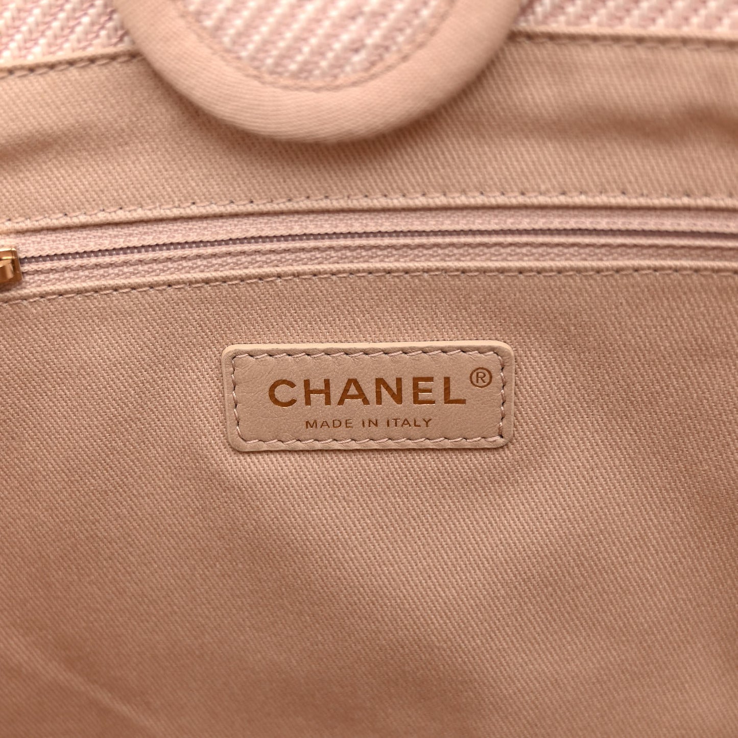 Mixed Fibers Calfskin Small Deauville Tote Beige