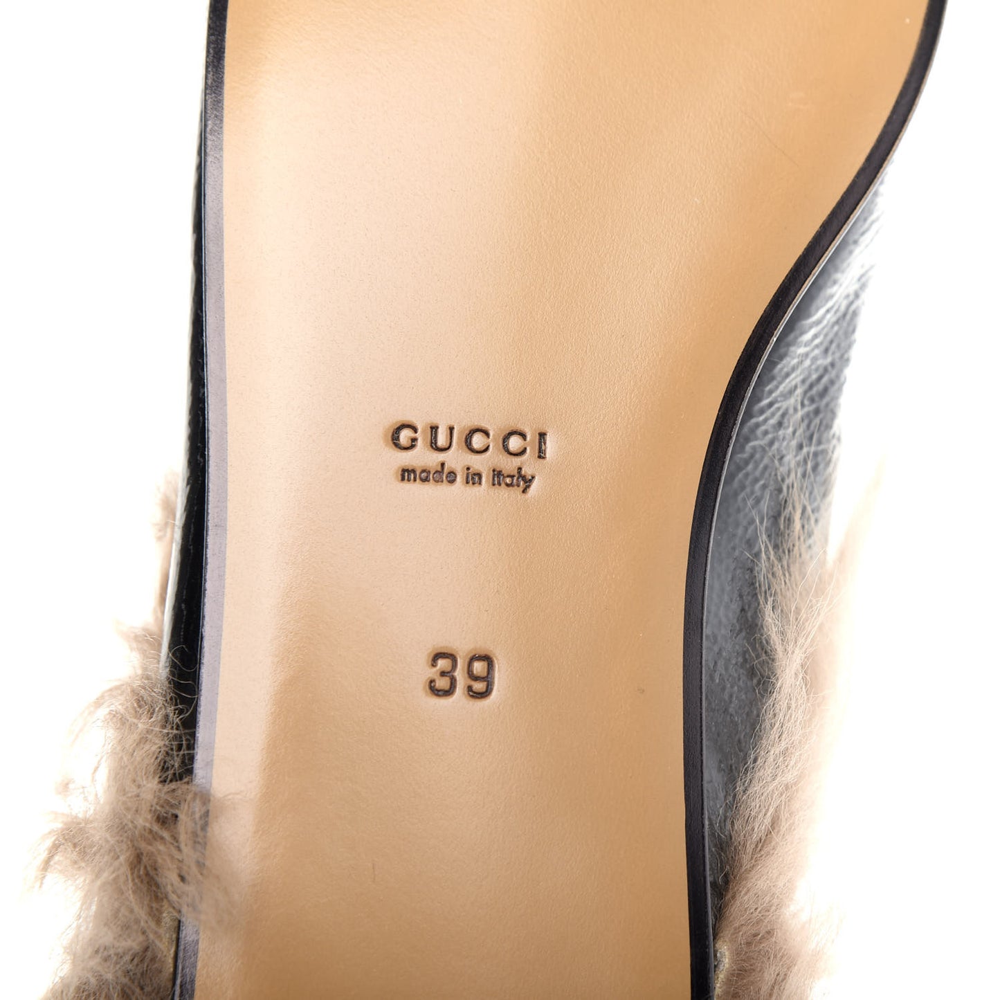 Patent Fur Womens Princetown Slippers 39 Black Natural