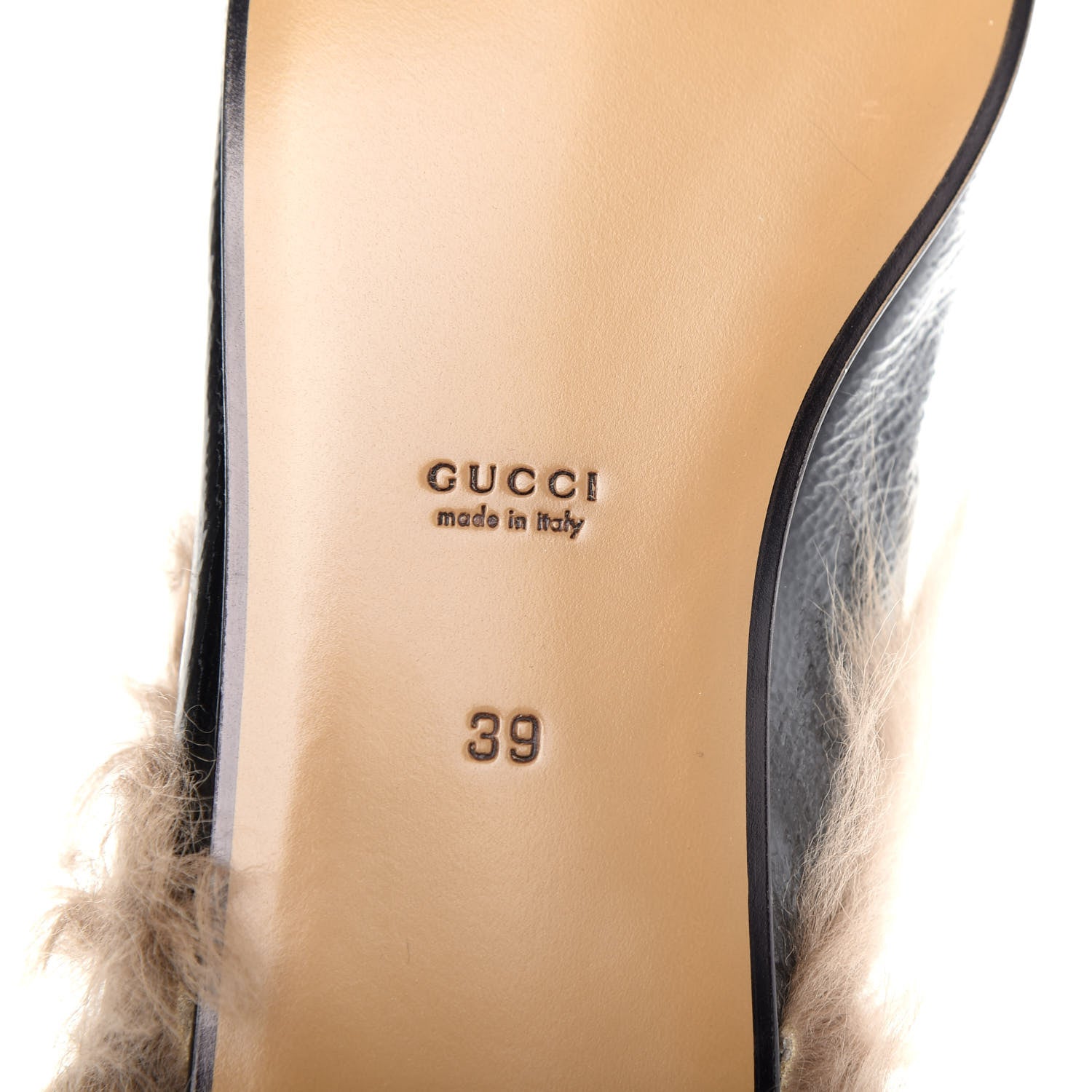 Gucci Patent Fur Womens Princetown Slippers 39 Black Natural 9 of 10
