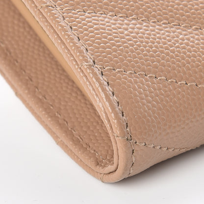 Saint Laurent Grain De Poudre Matelasse Chevron Monogram Flap Wallet Oak 5 of 9