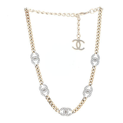 Chanel Crystal Chain CC Link Choker Gold Silver 3 of 5