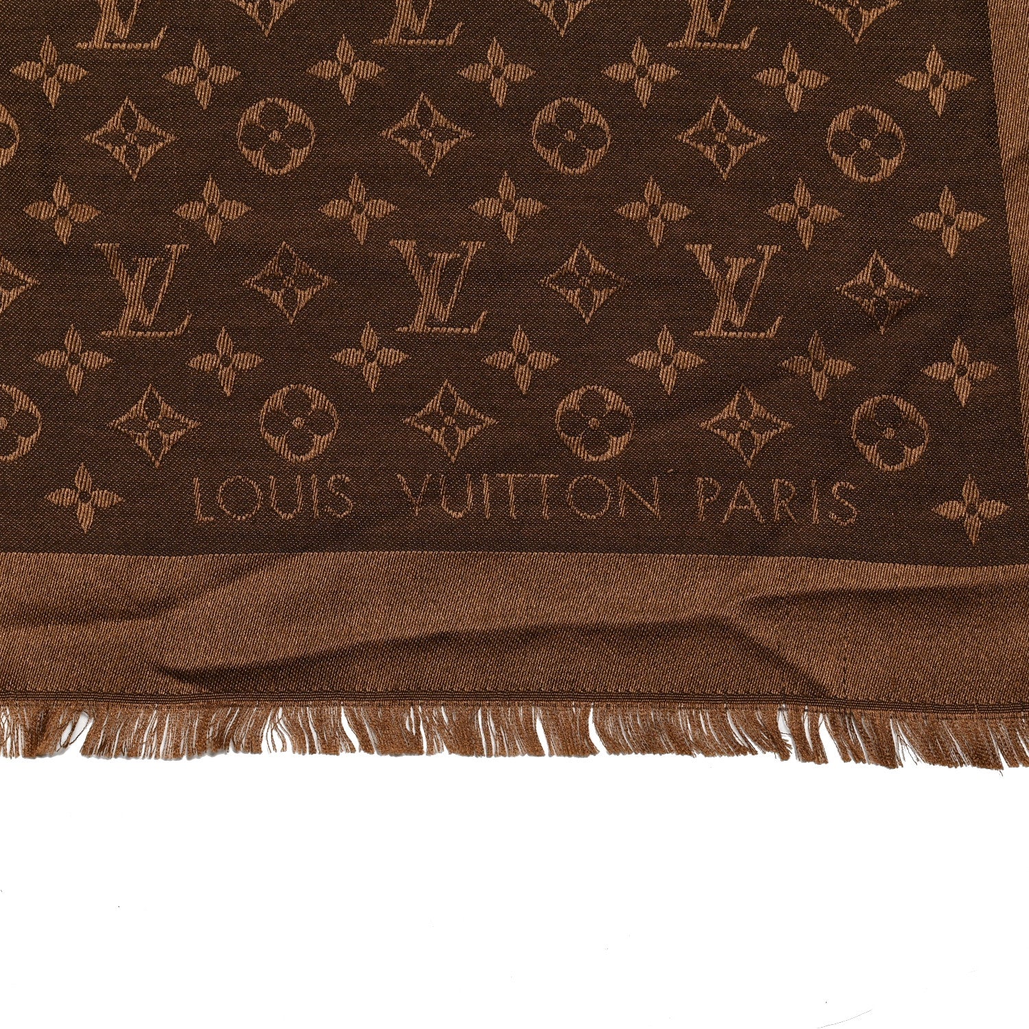 Louis Vuitton Silk Wool Monogram Denim Shawl Chocolate 2 of 5