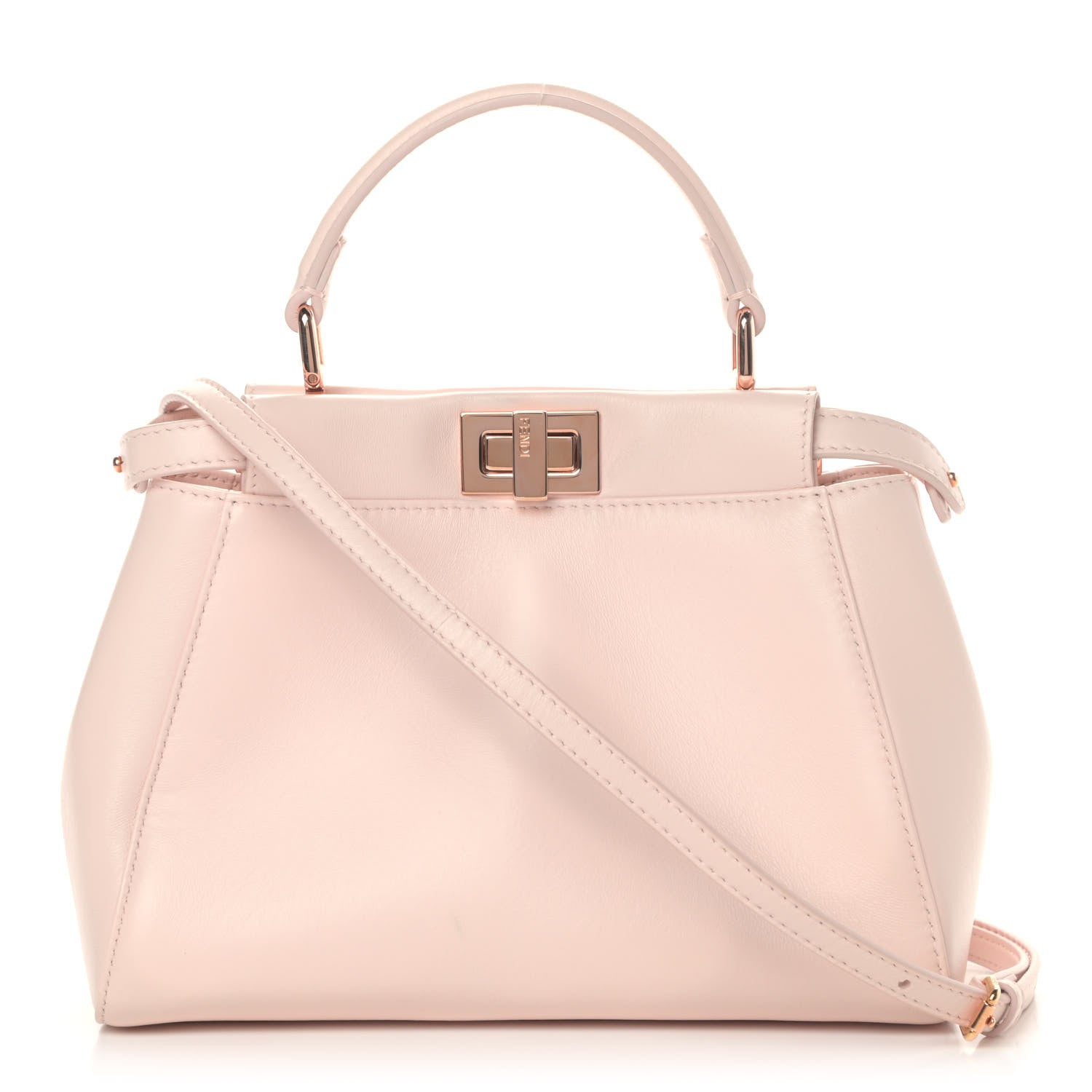 Fendi Nappa Mini Peekaboo Iconic Satchel Egg Shell 1 of 7