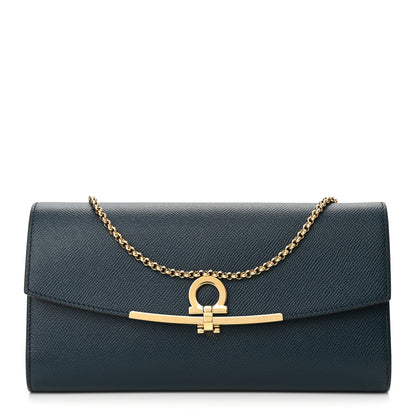 Salvatore Ferragamo Hammered Calfskin Gancio Shoulder Bag Mezcal Teal 1 of 10