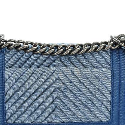 Chanel Denim Chevron Small Boy Flap Blue 5 of 9