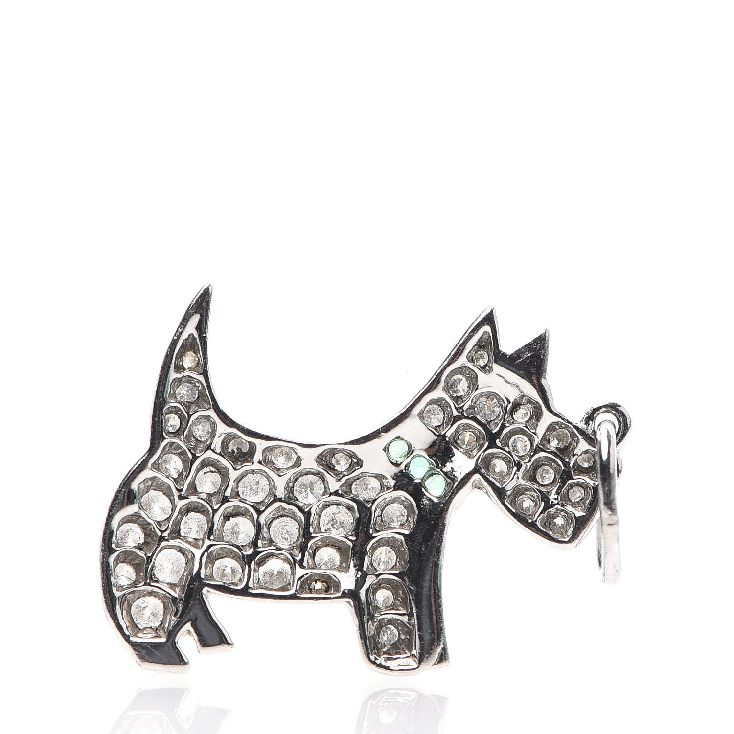 Tiffany Platinum Diamond Emerald Scottie Dog Charm 588408