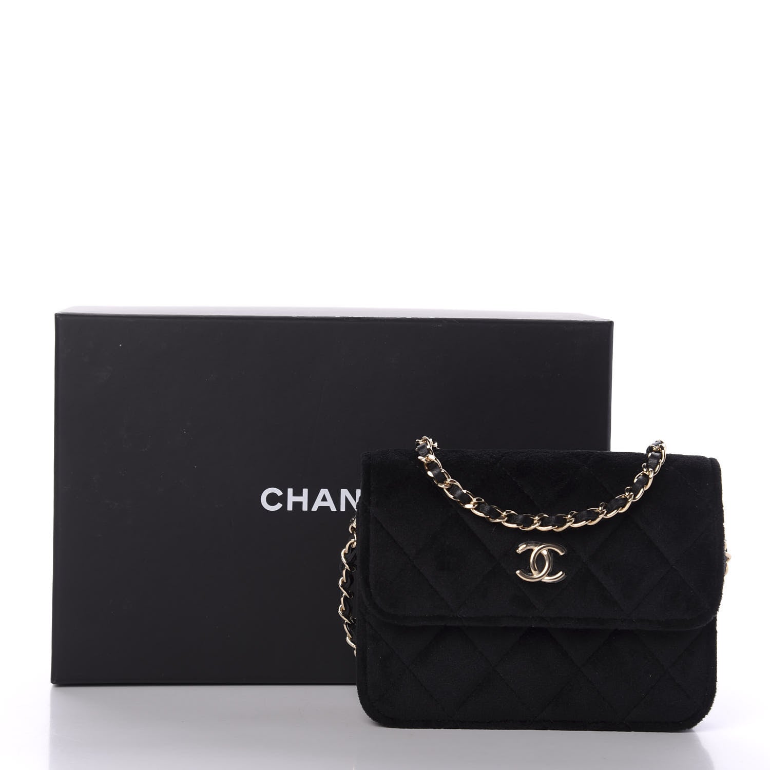 Chanel Velvet Quilted Pearl Crush Clutch With Chain Black 13 of 13