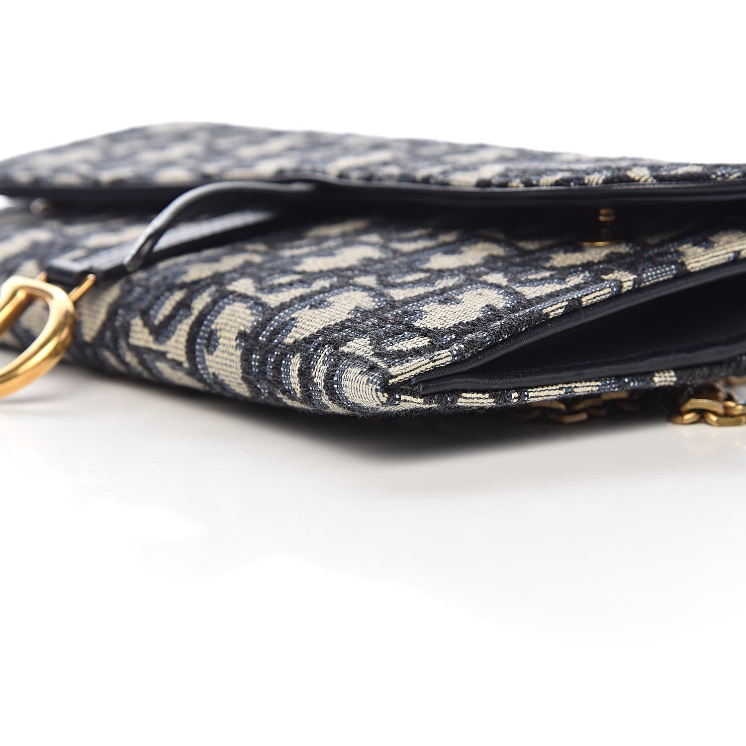 Christian Dior Oblique Saddle Chain Wallet Blue 9 of 11