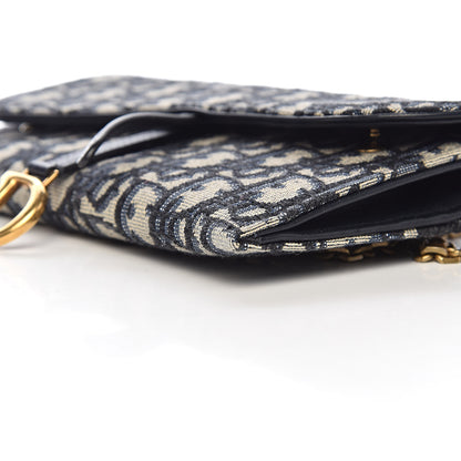 Christian Dior Oblique Saddle Chain Wallet Blue 9 of 11