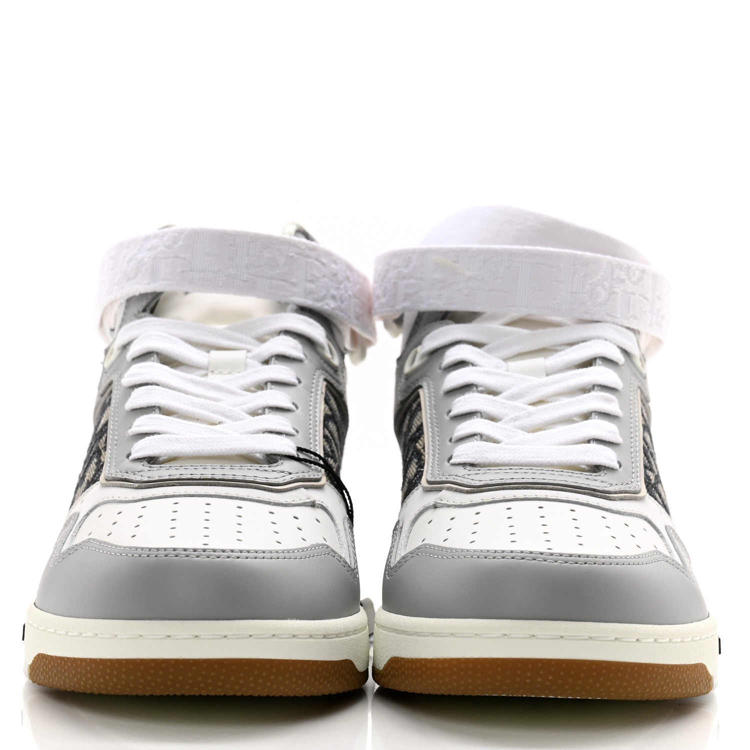 Christian Dior Smooth Calfskin Jacquard Oblique Mens B27 Mid Top Sneakers 40 Beige Blue 2 of 8