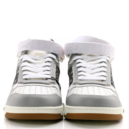 Christian Dior Smooth Calfskin Jacquard Oblique Mens B27 Mid Top Sneakers 40 Beige Blue 2 of 8