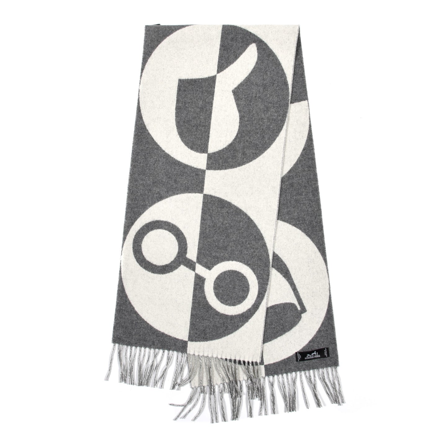 Cashmere Casaque Charms Muffler Gris Flanelle Ivoire