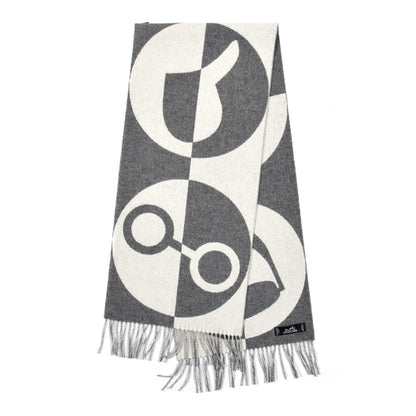 Hermes Cashmere Casaque Charms Muffler Gris Flanelle Ivoire 2 of 5
