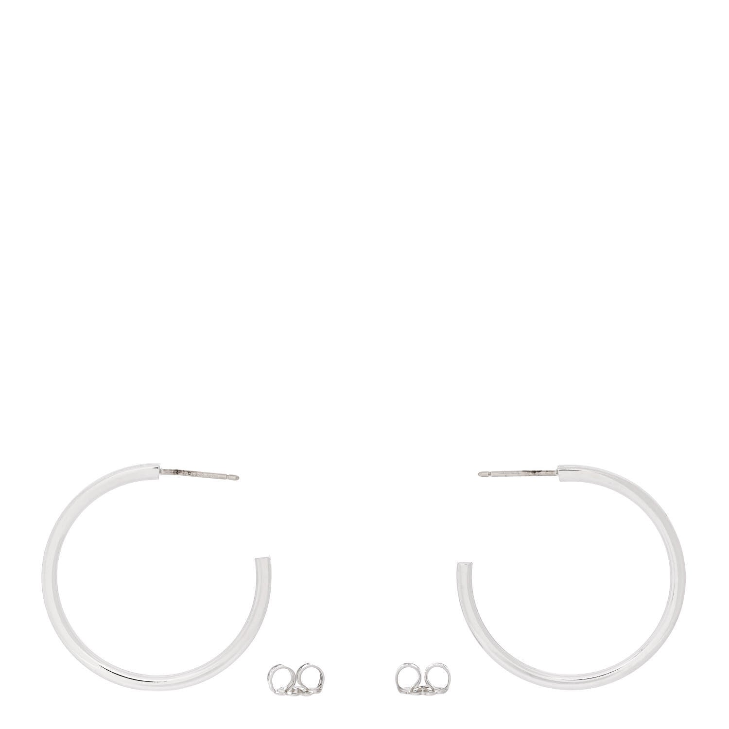 Tiffany Sterling Silver 1837 Medium Narrow Hoop Earrings 3 of 4