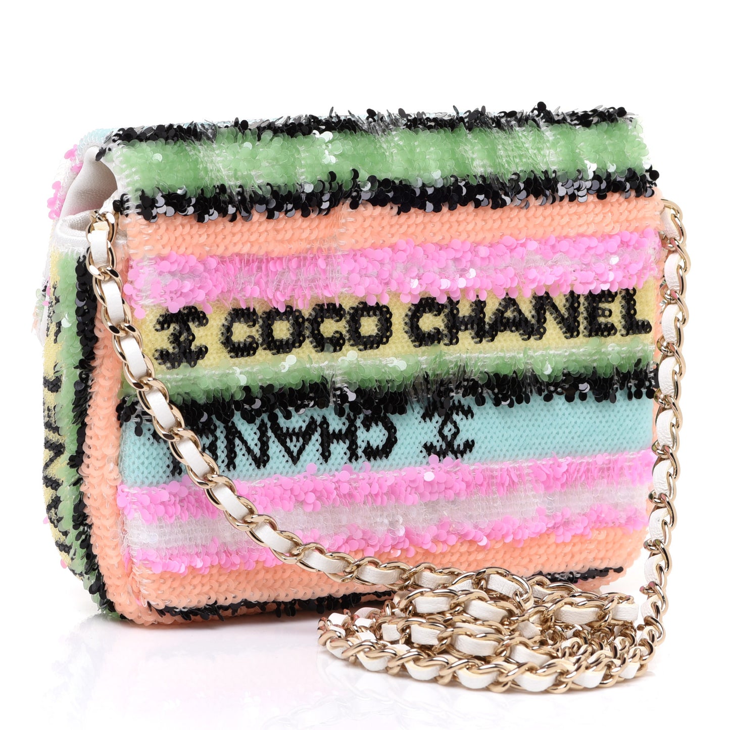 Sequin COCO Clutch With Chain Multicolor
