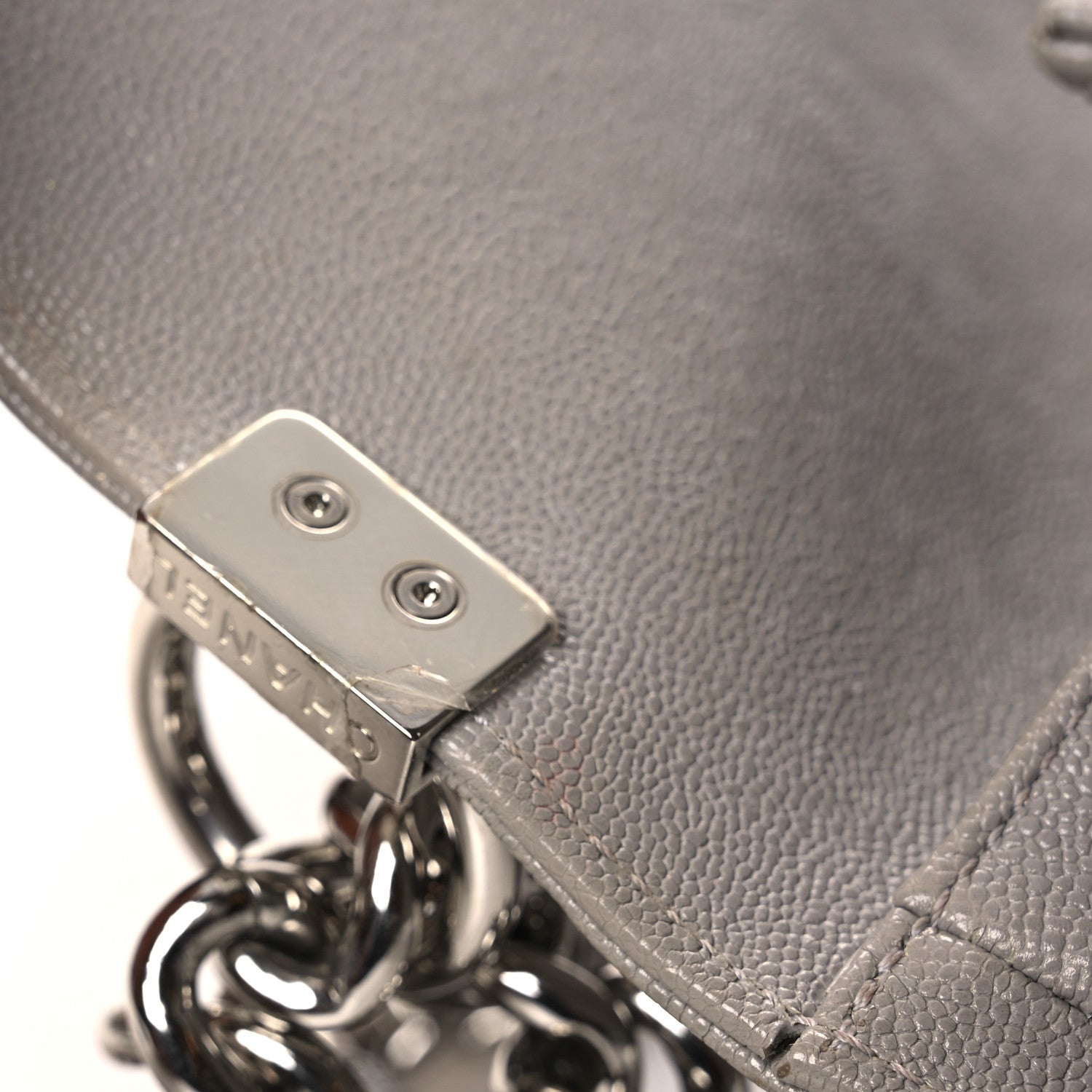 Chanel Caviar Quilted Medium Boy Flap Light Grey 15 of 15