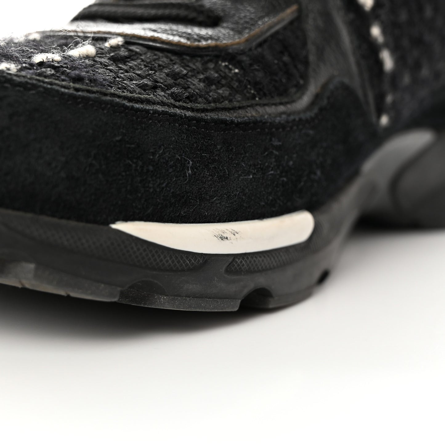 Tweed Suede Goatskin CC Sneakers 39 Black White