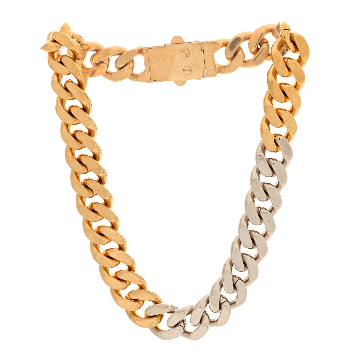 Saint Laurent Metal Curb Chain Necklace Gold Silver 3 of 4