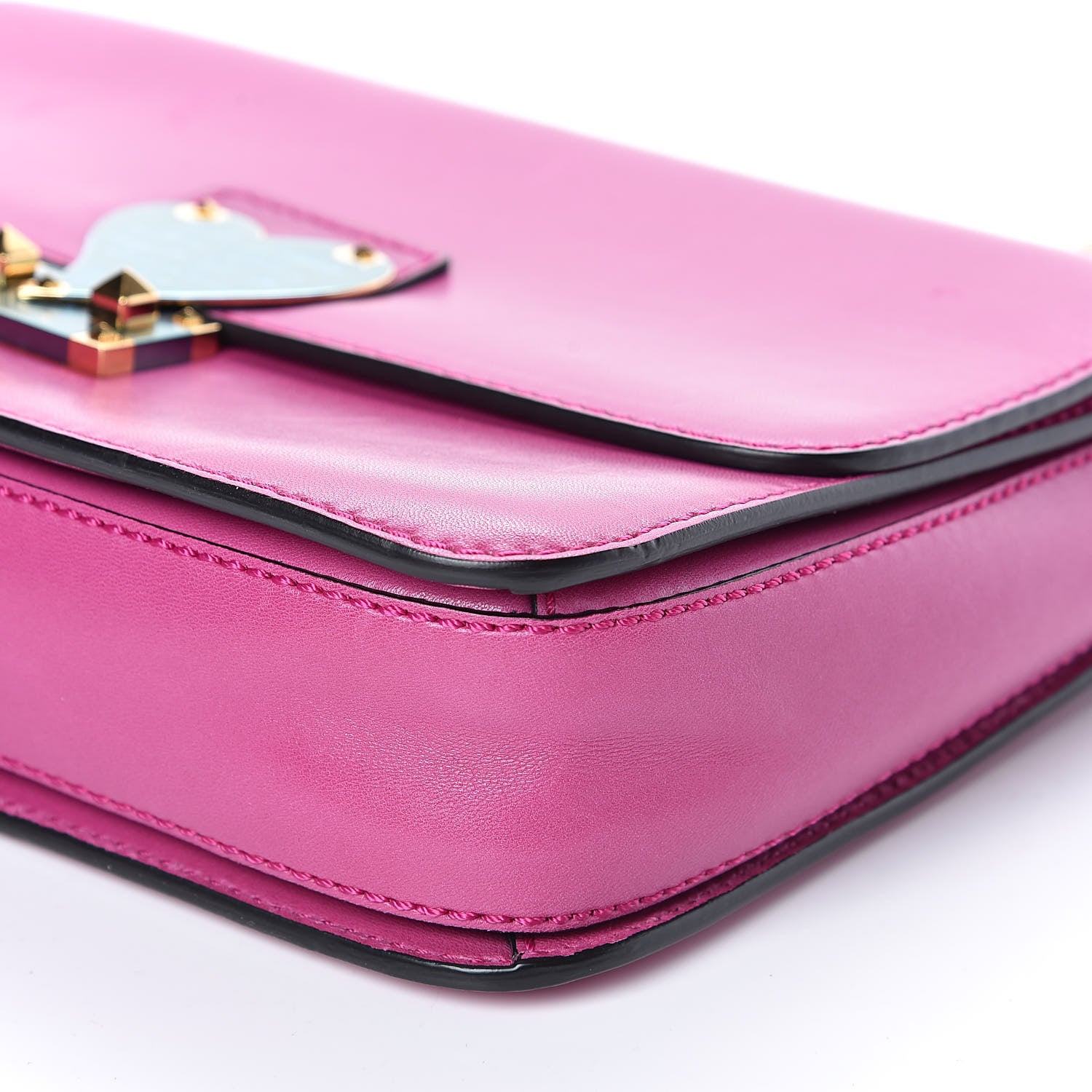 Valentino Garavani Shiny Nappa L'Amour Rockstud Shoulder Bag Fuxia 11 of 14
