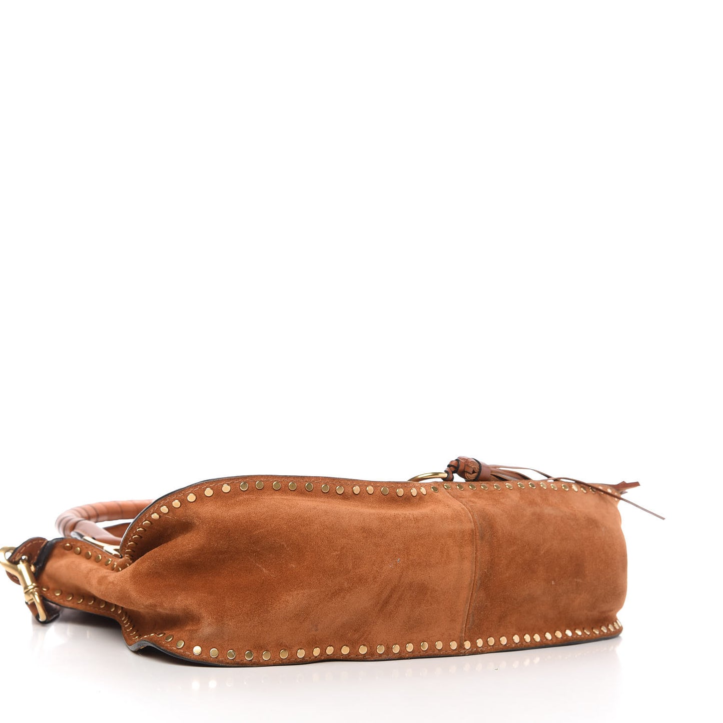 Suede Calfskin Braided Medium Marcie Satchel Caramel