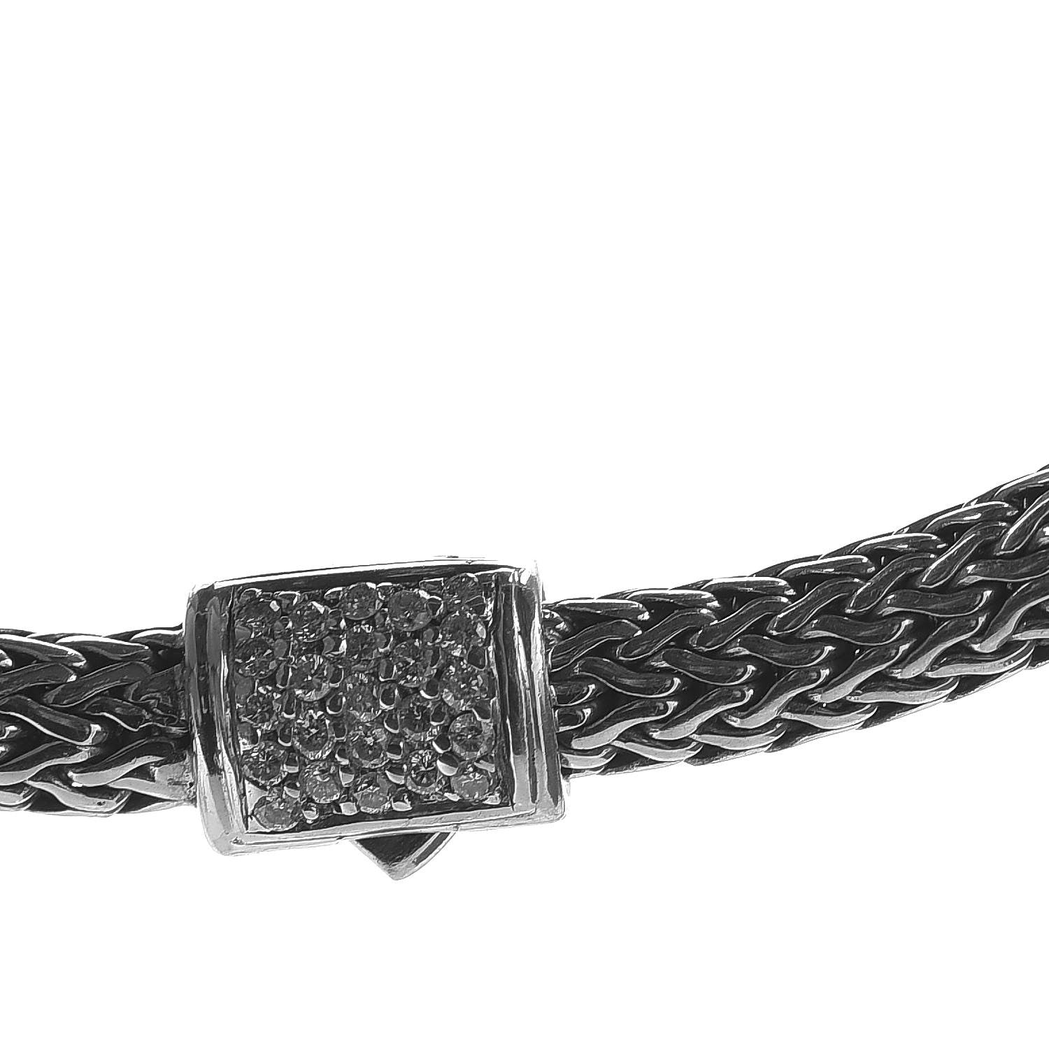 John Hardy Sterling Silver Diamond Half Ball Pendant Necklace 6 of 8