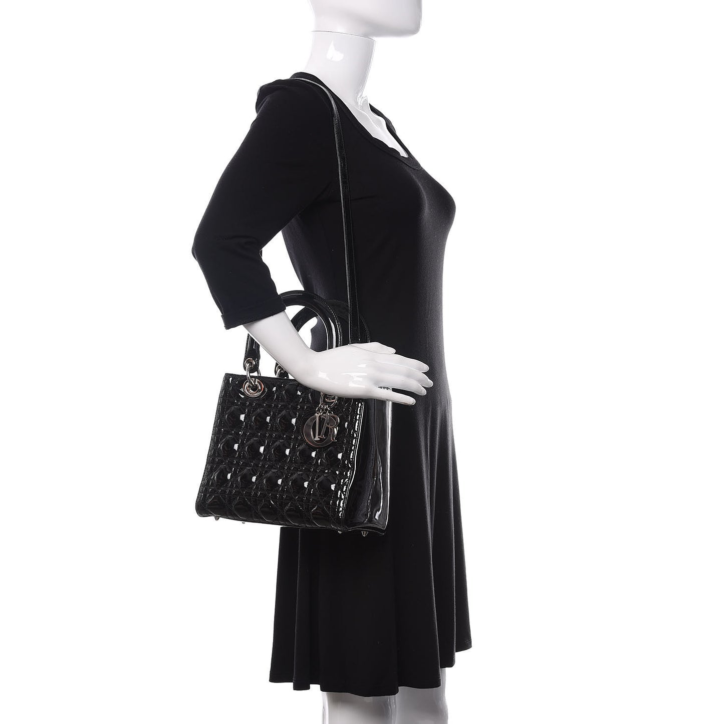 Patent Cannage Medium Lady Dior Black