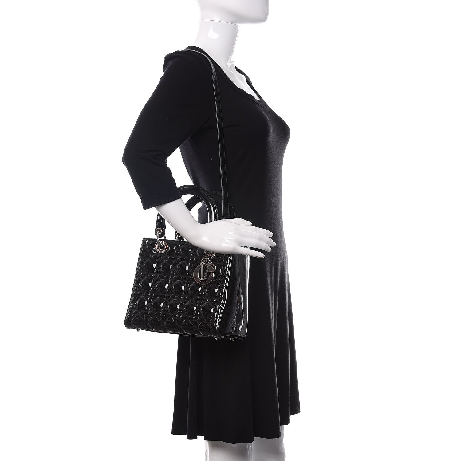 Christian Dior Patent Cannage Medium Lady Dior Black 2 of 9