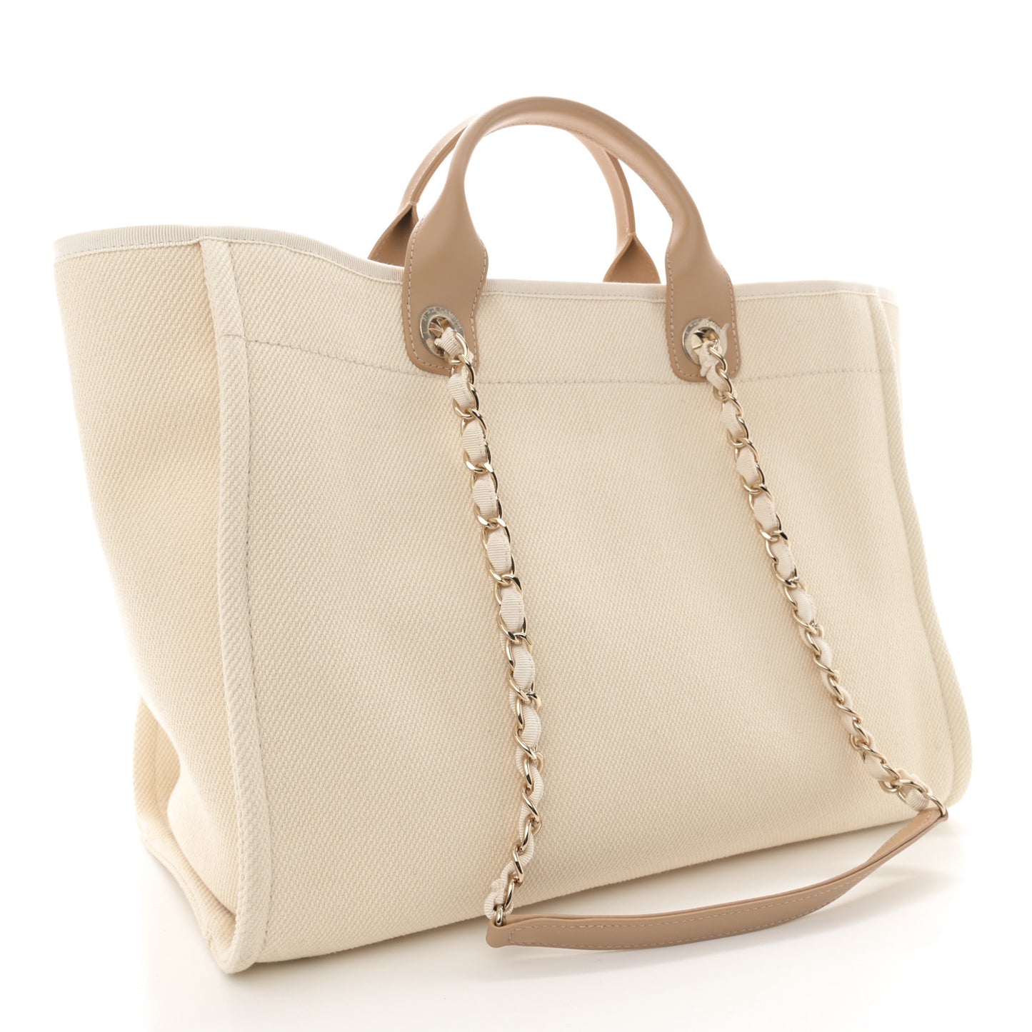 Canvas Pearl Medium Deauville Tote Ecru Beige