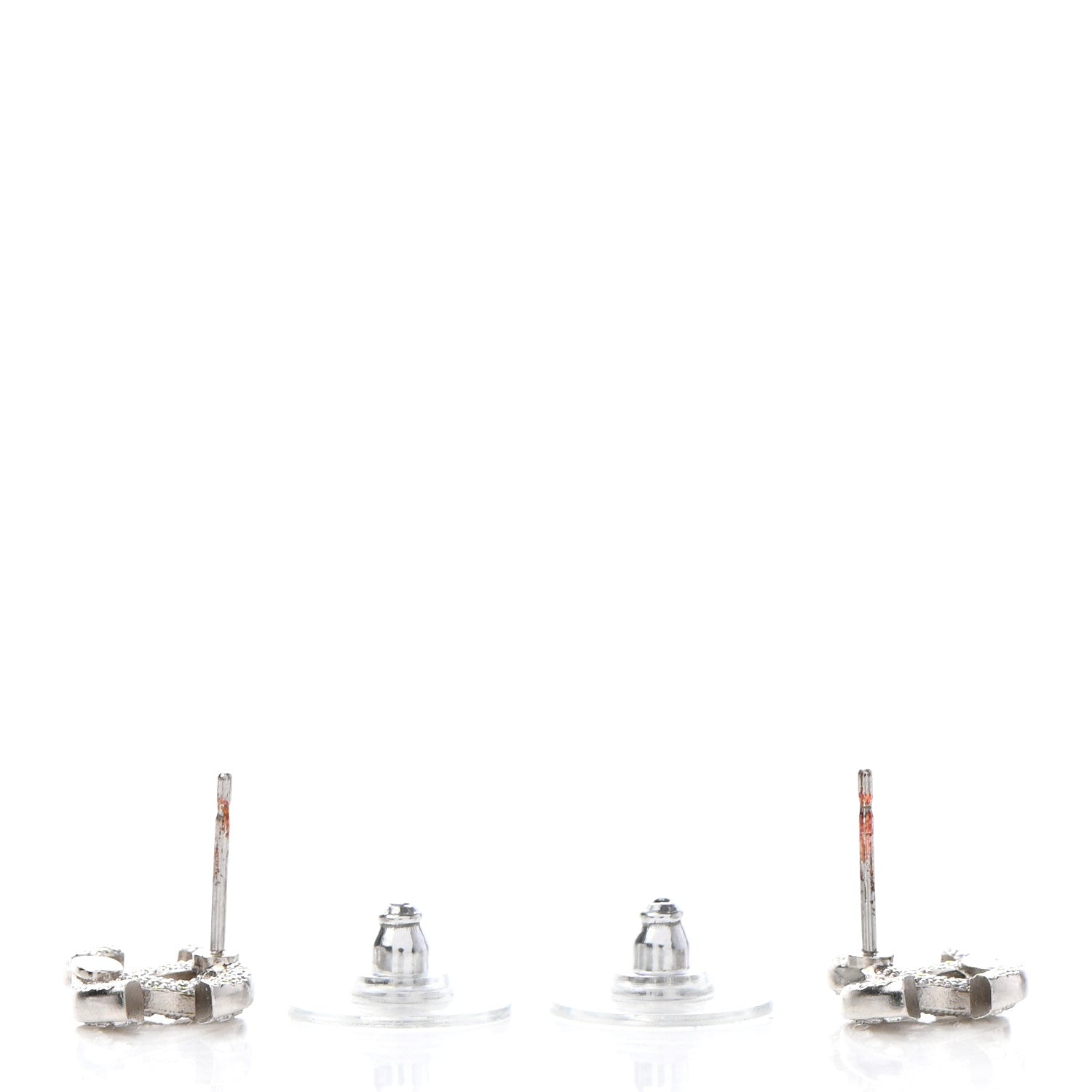 Chanel Crystal Mini Timeless CC Earrings Silver 3 of 4